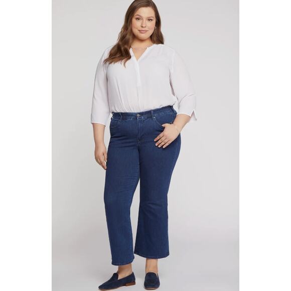 NYDJ Jeans 3X (24W/26W) Relaxed Kick Flare High Rise Ankle LiftTuck Blue Genesis - Picture 15 of 16